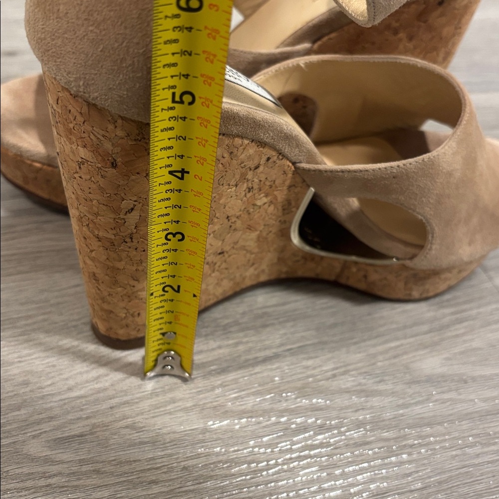 Jimmy Choo Cream Suede Cork Platform Ankle Strap Women's Shoes size 40 - Picture 11 of 14